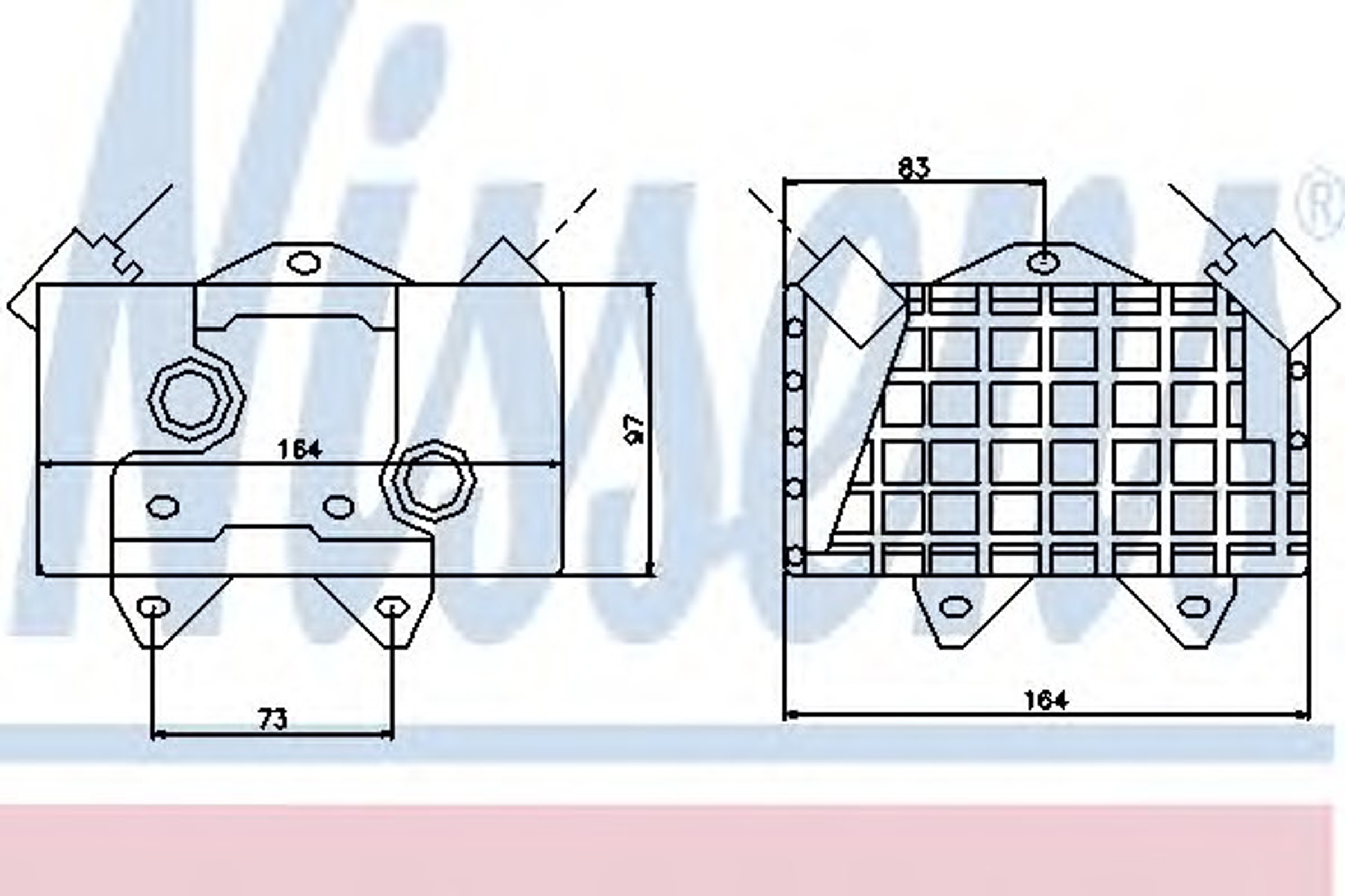 Радиатор масляный mb c-class (w202) c 200 d (202.122)/c 220 d/c 220 d (202.121)/c 250 d (202.125) 93-00 c-class универсал (s202) c 200 t d (202.180)/c 220 t d/c 220 NISSENS 90597