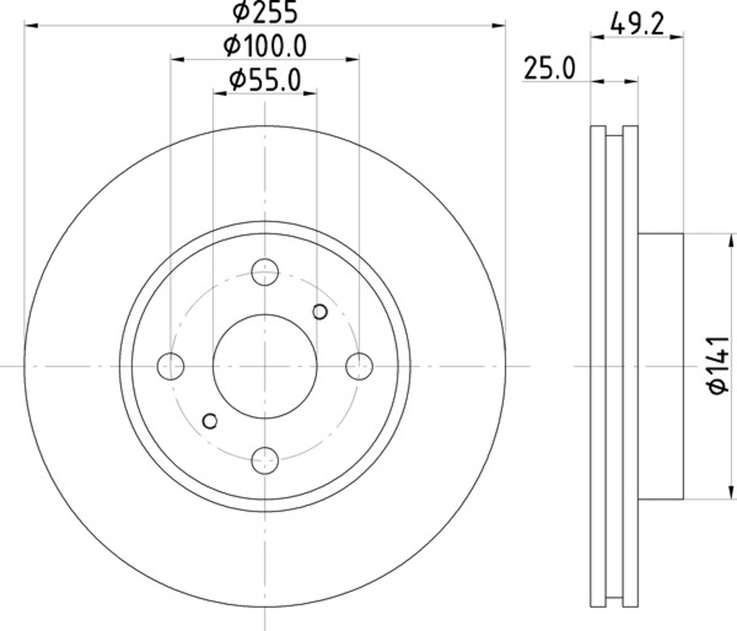 Диск тормозной с покрытием 255x25 NISSHINBO ND1030K