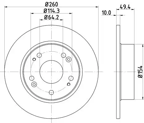 Диск тормозной с покрытием 260x10 NISSHINBO ND8004K