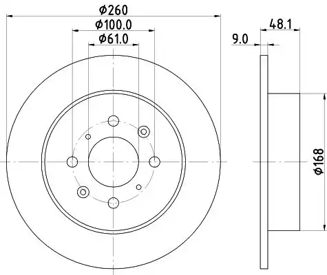 Диск тормозной с покрытием 260x9 NISSHINBO ND8009K