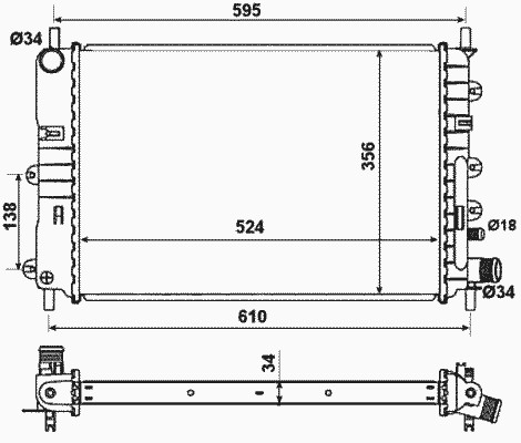 Радиатор охлаждение двигателя NRF 514436