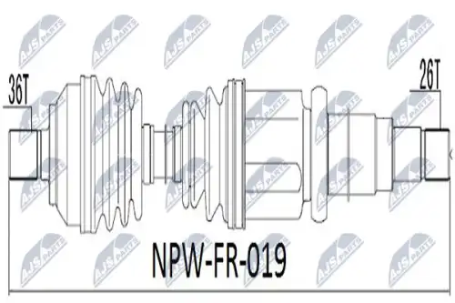 Полуось ford focus ii 1.6tdci 100km 1.8i 04- c-max 1.8i 07- /прав/ NTY NPW-FR-019
