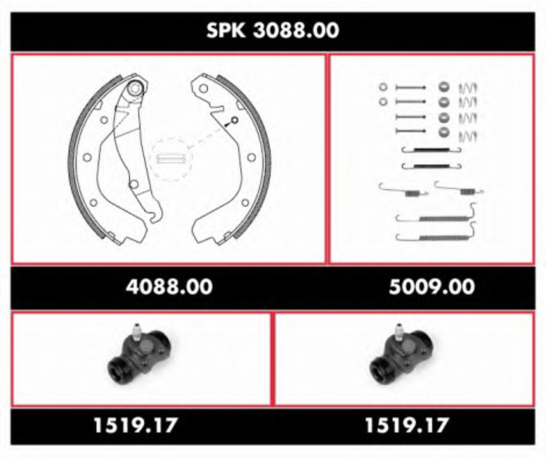 Комплект тормозов барабанный тормозной механизм REMSA SPK 3088.00