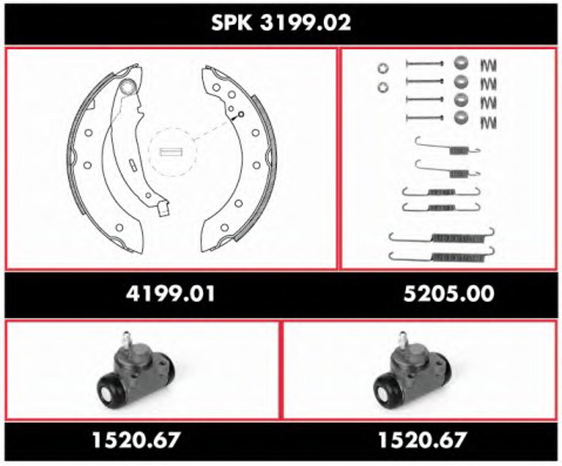 Комплект тормозов барабанный тормозной механизм REMSA SPK 3199.02