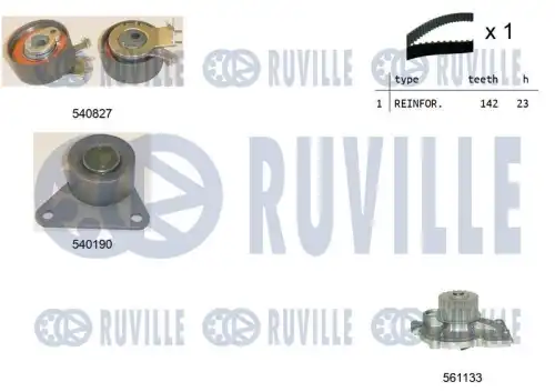 Комплект грм с водяным насосом volvo xc90 i 02-14 RUVILLE 5501101