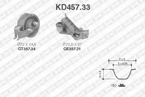 Комплект ремня грм SNR KD457.33