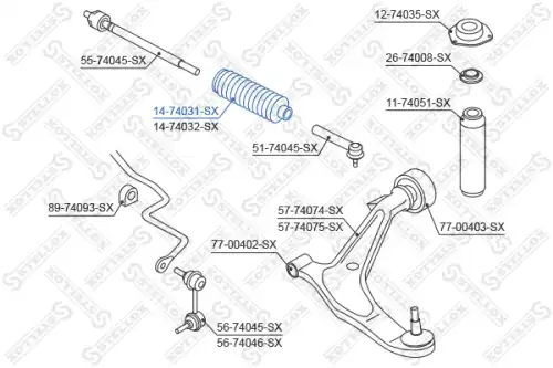 Пыльник рулевой рейки STELLOX 14-74031-SX