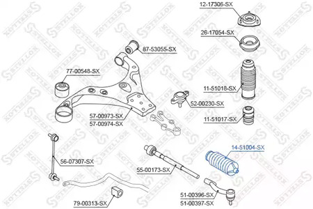 Пыльник рулевой рейки STELLOX 14-51004-SX