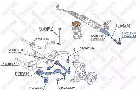 Наконечник рулевой левый STELLOX 51-00292-SX