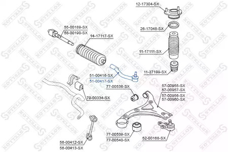 Наконечник рулевой правый STELLOX 51-00417-SX