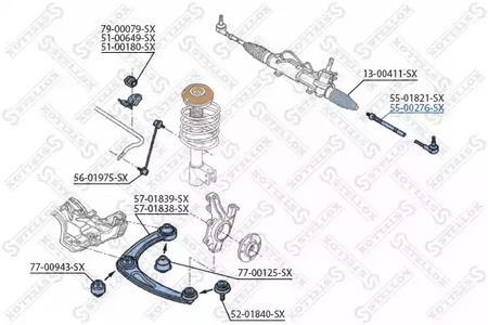 Осевой шарнир рулевой тяги STELLOX 55-00276-SX