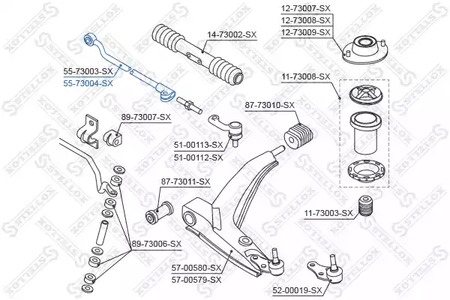 Осевой шарнир рулевой тяги STELLOX 55-73004-SX
