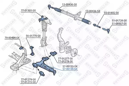 Рычаг независимой подвески колеса подвескы колеса STELLOX 57-00135-SX