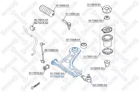 Рычаг независимой подвески колеса подвескы колеса STELLOX 57-73028-SX