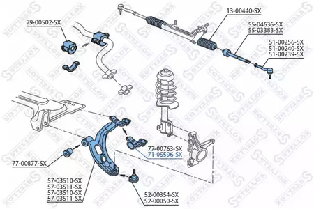 Сайлентблок рычага зад. п. STELLOX 71-05596-SX