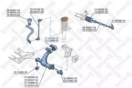 Подвеска рычага независимой подвески колеса STELLOX 77-00158-SX