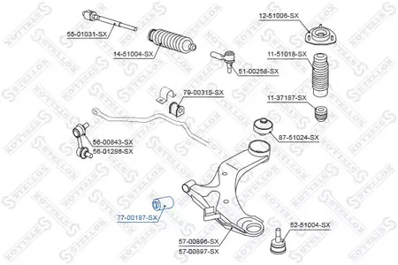 Подвеска рычага независимой подвески колеса STELLOX 77-00187-SX