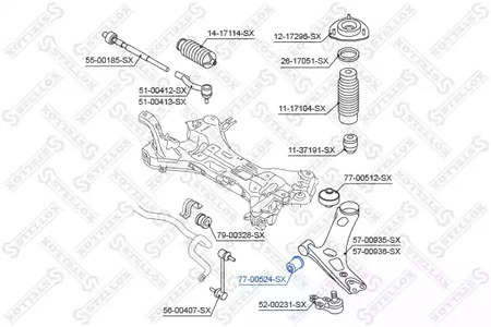 Подвеска рычага независимой подвески колеса STELLOX 77-00524-SX