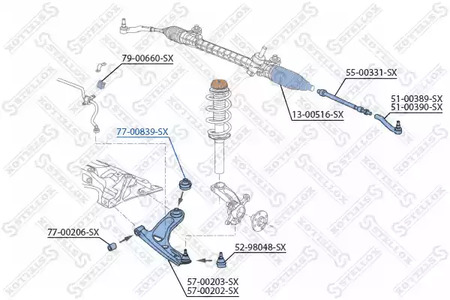 Подвеска рычага независимой подвески колеса STELLOX 77-00839-SX