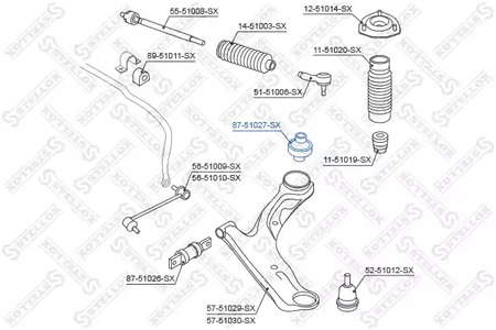 Подвеска рычага независимой подвески колеса STELLOX 87-51027-SX