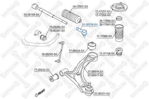 51-00174-sx наконечник рулевой STELLOX 51-00174-SX