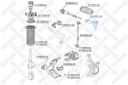 51-00187-sx наконечник рулевой STELLOX 51-00187-SX