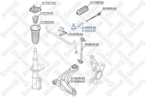 Наконечник рулевой правый STELLOX 51-00272-SX
