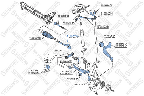 51-00300-sx наконечник рулевой левый STELLOX 51-00300-SX