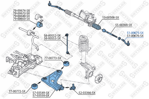 Наконечник рулевой левый STELLOX 51-00675-SX