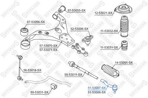 Наконечник рулевой левый STELLOX 51-53007-SX