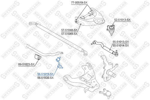 Тяга стабилизатора переднего левая STELLOX 56-51019-SX