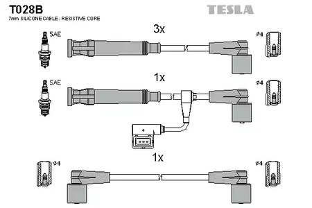 Комплект проводов зажигания alternative TESLA T028B