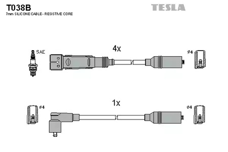 Комплект проводов зажигания alternative TESLA T038B
