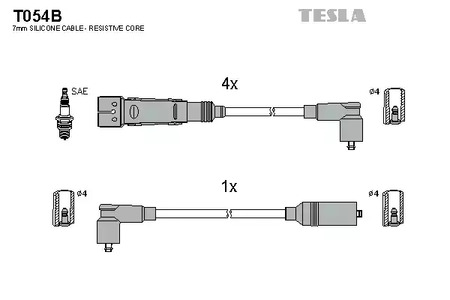 Комплект проводов зажигания alternative TESLA T054B
