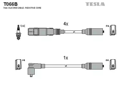 Комплект проводов зажигания alternative TESLA T066B