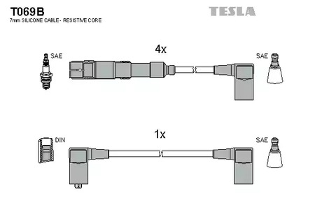 Комплект проводов зажигания alternative TESLA T069B