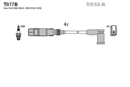 Комплект проводов зажигания alternative TESLA T077B