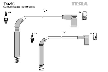 Комплект проводов зажигания TESLA T465G