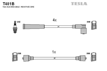 Комплект проводов зажигания TESLA T481B