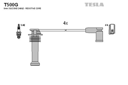 Комплект проводов зажигания TESLA T500G