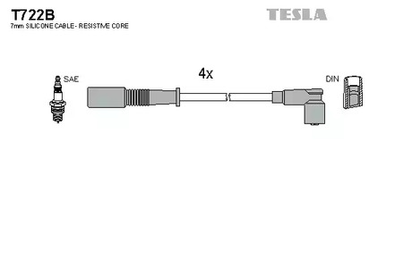 Комплект проводов зажигания TESLA T722B