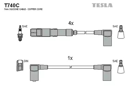 Комплект проводов зажигания original TESLA T740C