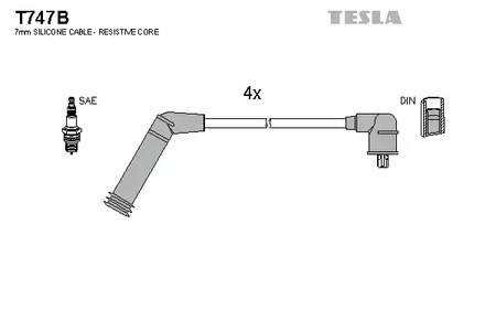 Комплект проводов зажигания TESLA T747B
