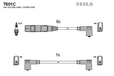 Комплект проводов зажигания original TESLA T801C