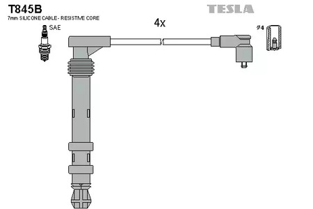 Комплект проводов зажигания TESLA T845B