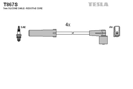 Комплект проводов зажигания TESLA T867S