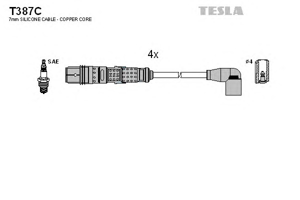 Комплект проводов зажигания original TESLA T387C