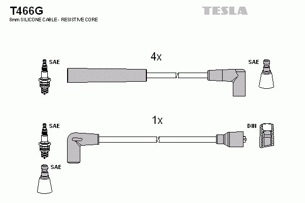 Комплект проводов зажигания TESLA T466G