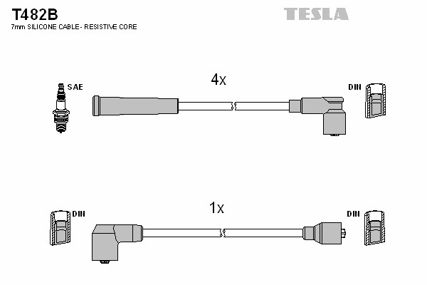 Комплект проводов зажигания TESLA T482B