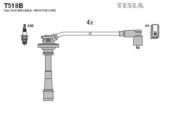 Комплект проводов зажигания TESLA T518B